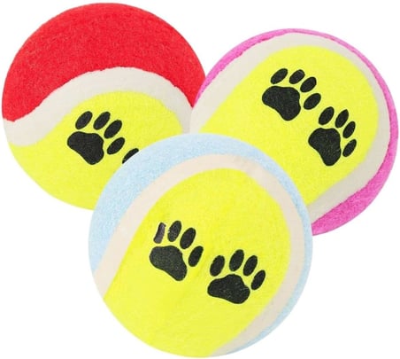 5Dm- 3Lü Renkli Desenli Tenis Topu Kedi Köpek Oyuncağı