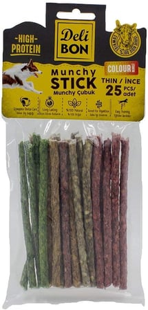 Doggie Delibon Deriden Munchy Çubuk Karışık Renk, Thınx25Pcs, Çok Renkli