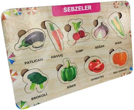 Ahşap Bultak Sebzeler Puzzle Eğitici Oyuncak 12991453852