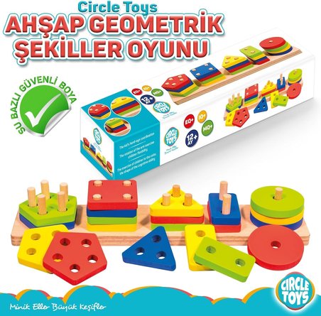 Circle Toys Ahşap Geometrik Şekiller 5'Li
