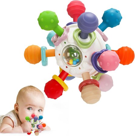 Circle Toys Bebek Montessori Duyusal Diş Kaşıyıcı Top – Motor Becerileri Gelişim Oyuncağı - Çok Renk