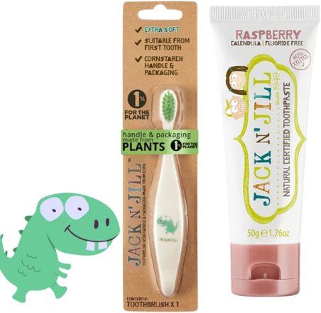 Jack N' Jıll Jack N Jill Doğal Diş Fırçalama Seti (Dino Diş Fırçası + Ahududu Aromalı Macun 50G)