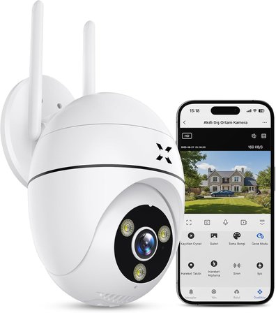 Xenon Smart Güvenlik Kamerası | 1440P Mobil Kontrol Hareket Takipli Gece Görüşlü Dış Mekan Kamera X7
