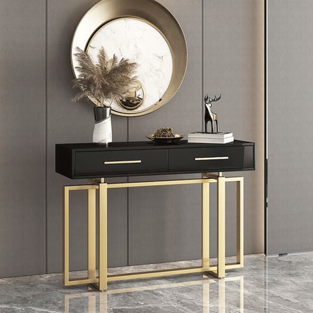 DRS-06 Dikdörtgen Konsol Masa MDF Metal Ayaklı