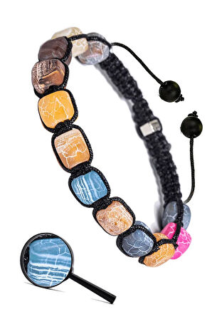 Sertifikalı Doğal Renkli Akik Taşı Doğal Taş Bileklik