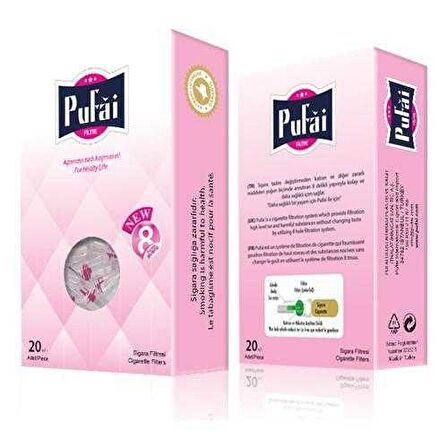 Pufai Sigara Filtresi Normal Boy 8 Mm Uyumlu 20 Adet 1 Kutu Pembe