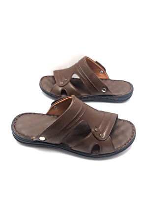 Hakiki Deri Tam Ortopedik Büyük Numara Erkek Terlik