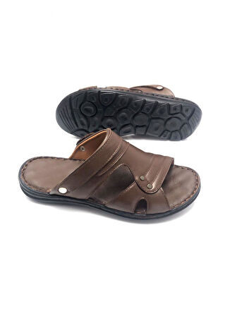 Hakiki Deri Tam Ortopedik Büyük Numara Erkek Terlik