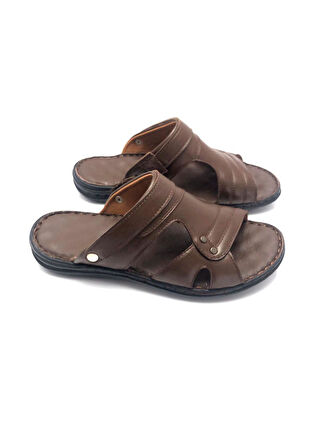 Hakiki Deri Tam Ortopedik Büyük Numara Erkek Terlik