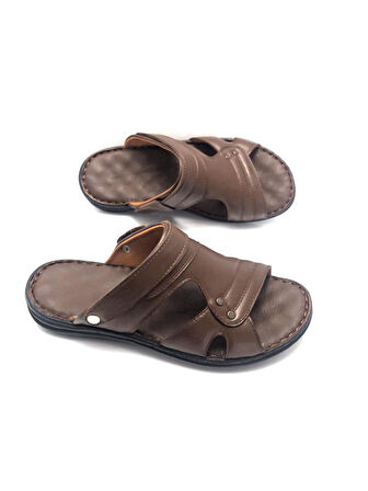 Hakiki Deri Tam Ortopedik Büyük Numara Erkek Terlik