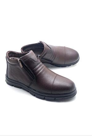 Hakiki Deri Su Geçirmez Kürklü Erkek Bot