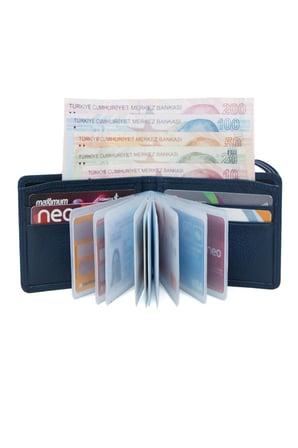 Nemax Hakiki Deri Lastikli Cüzdan Lacivert