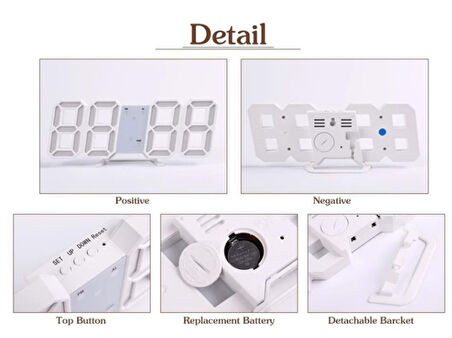 3D LED Çalar Saati Dijital Çalar Saat BEYAZ