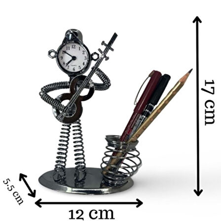 Müzisyen Tasarımlı Metal Saat Özellikli Kalemlik