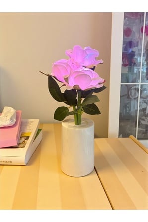 Zarafetin ve Hayranlığın İfadesi Pembe Gül Işıklı Lamba