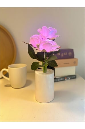 Zarafetin ve Hayranlığın İfadesi Pembe Gül Işıklı Lamba
