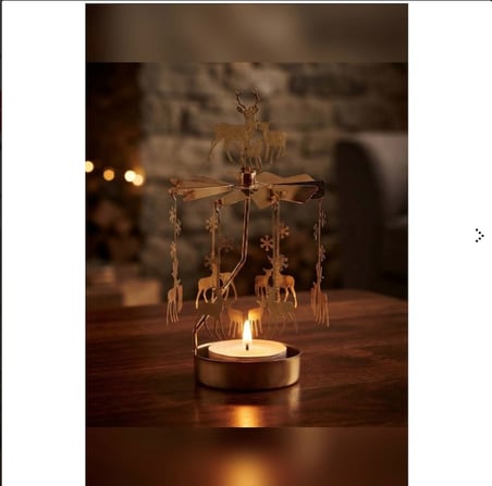 Döner Mumluk Yılbaşı Süsü Geyik Ve Kar Tanesi Dekoratif Tealight Mumluk