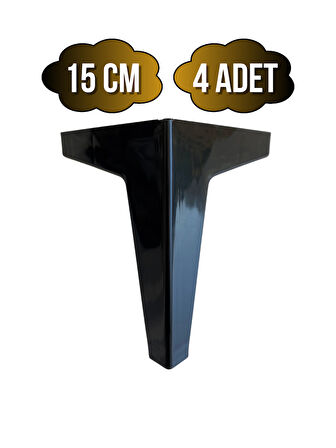 Serçe Düz 15CM Plastik Ayak Mobilya Masa ve Dolap AYAĞI(15CM)(SİYAH)(4 ADET)