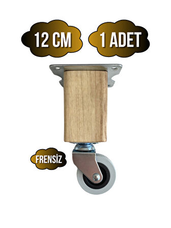 Kale Ahşap Tekerli Ayak Mobilya Masa Dolap Tekerli Ayağı(FRENSİZ)(12CM)(CEVİZ AĞACI)(1 ADET)