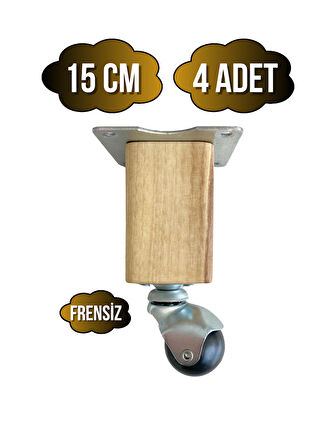 Kale Ahşap Top Tekerli Ayak Mobilya Masa Dolap Tekerli Ayağı(FRENSİZ)(15CM)(CEVİZ AĞACI)(4 ADET)