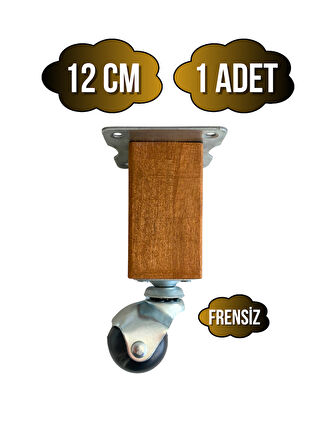 Kale Ahşap Top Tekerli Ayak Mobilya Masa Dolap Tekerli Ayağı(FRENSİZ)(12CM)(CEVİZ)(1 ADET)(KAYIN)