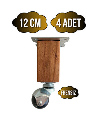 Kale Ahşap Top Tekerli Ayak Mobilya Masa Dolap Tekerli Ayağı(FRENSİZ)(12CM)(KAYIN AĞACI)(4 ADET)