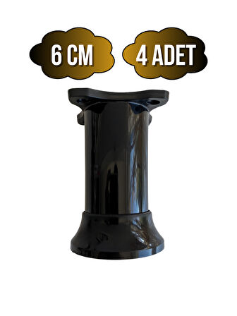 Plastik Siyah Ayarlanabilir Ayak Masa Dolap ve Mobilya Ayağı(SİYAH)(6CM)(4 ADET)