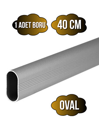 Alüminyum Oval Askı Borusu Mobilya Askı Borusu(ALÜMİNYUM)(OVAL)(40CM)(1 ADET)(EN:15MM BOY:25MM)