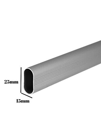 Alüminyum OVAL Dolap Mobilya Askı Borusu(40CM)(2 ADET AYAKLI KAPALI FLANŞ-1 ADET BORU)(ALÜMİNYUM)