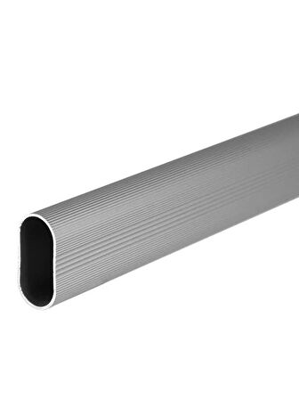 Alüminyum OVAL Dolap Mobilya Askı Borusu(50CM)(2 ADET AYAKLI AÇIK FLANŞ-1 ADET BORU)(ALÜMİNYUM)