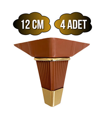 İrem Kahverengi Altın 12cm Plastik Ayak Mobilya Masa ve Dolap Ayağı(KAHVERENGİ ALTIN)(12CM)(4 ADET)
