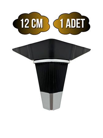 İrem Siyah Krom 12cm Plastik Ayak Mobilya Masa ve Dolap Ayağı(SİYAH KROM)(12CM)(1 ADET)