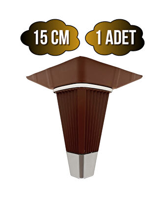 İrem Kahverengi Krom 15cm Plastik Ayak Mobilya Masa ve Dolap Ayağı(KAHVERENGİ KROM)(15CM)(1 ADET)