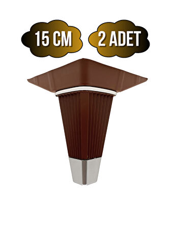 İrem Kahverengi Krom 15cm Plastik Ayak Mobilya Masa ve Dolap Ayağı(KAHVERENGİ KROM)(15CM)(2 ADET)