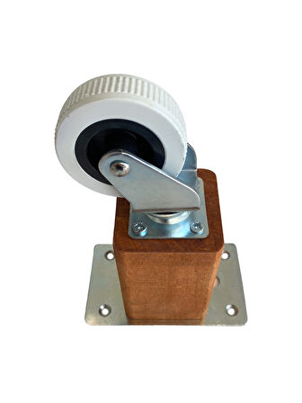 Kale Ahşap Tekerli Ayak Mobilya Masa ve Dolap Tekerli Ayağı(FRENSİZ)(15CM)(CEVİZ)(1 ADET)(KAYIN)