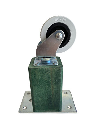 Kale Ahşap Tekerli Ayak Mobilya Masa ve Dolap Tekerli Ayağı(FRENSİZ)(12CM)(YEŞİL)(1 ADET)(KAYIN)
