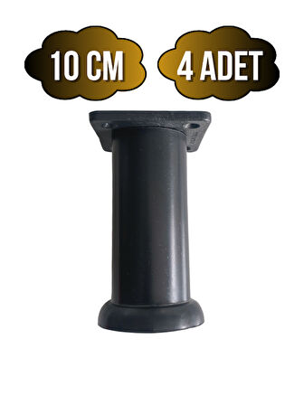Plastik Siyah Ayarlanabilir Ayak Masa Dolap ve Mobilya Ayağı(SİYAH)(10CM)(4 ADET)