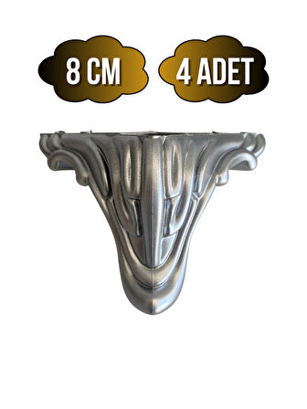 Lükens Desenli Gümüş 8cm Plastik Ayak Mobilya Masa ve Dolap Ayağı(8CM)(GRİ-GÜMÜŞ)(4 ADET)