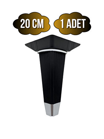 İrem Siyah Krom 20cm Plastik Ayak Mobilya Masa ve Dolap Ayağı(20CM)(SİYAH - KROM)(1 ADET)