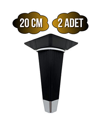 İrem Siyah Krom 20cm Plastik Ayak Mobilya Masa ve Dolap Ayağı(20CM)(SİYAH - KROM)(2 ADET)