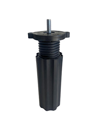 Siyah 14-18cm Ayarlı Plastik Orta Mobilya Masa ve Dolap Ayağı(14-18CM)(SİYAH)(8MM VİDALI)(2 ADET)