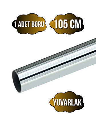 Yuvarlak Metal Askı Borusu Mobilya Askı Borusu(YUVARLAK)(KROM)(105CM)(1 ADET)(ÇAP:25MM)