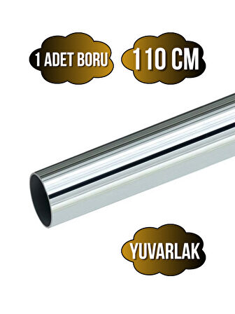 Yuvarlak Metal Askı Borusu Mobilya Askı Borusu(YUVARLAK)(KROM)(110CM)(1 ADET)(ÇAP:25MM)