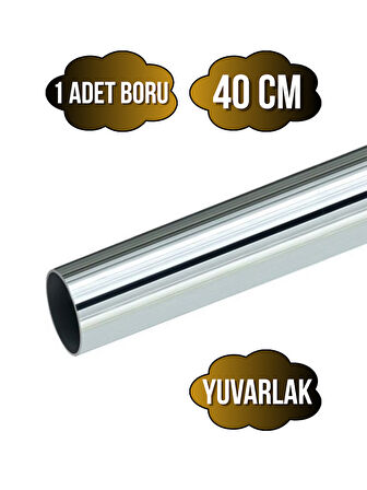 Yuvarlak Metal Askı Borusu Mobilya Askı Borusu(YUVARLAK)(KROM)(40CM)(1 ADET)(ÇAP:25MM)
