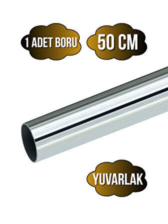 Yuvarlak Metal Askı Borusu Mobilya Askı Borusu(YUVARLAK)(KROM)(50CM)(1 ADET)(ÇAP:25MM)