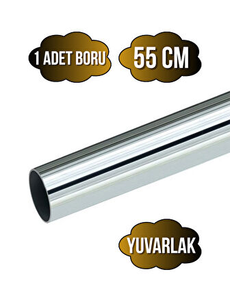 Yuvarlak Metal Askı Borusu Mobilya Askı Borusu(YUVARLAK)(KROM)(55CM)(1 ADET)(ÇAP:25MM)