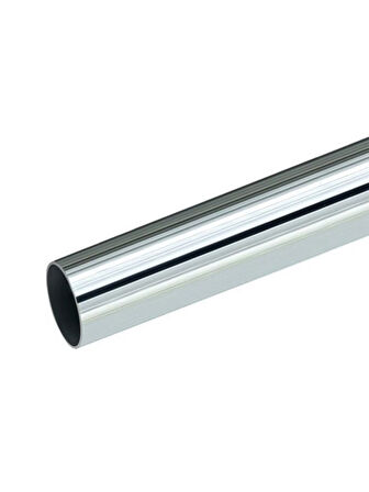 Metal Yuvarlak Krom Mobilya Dolap Askı Borusu(125CM)(2 ADET FLANŞ-1 ADET BORU)(ÇAP:25MM)