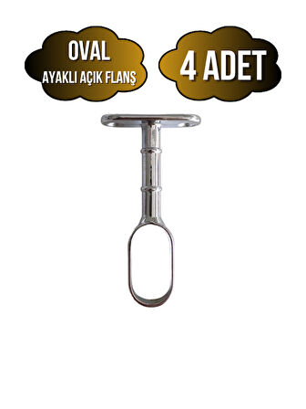 Oval Ayaklı Açık Askı Borusu Flanşı Mobilya Oval Boru Flanşı(İÇ ÖLÇÜLERİ EN:15MM BOY:25MM)(4 ADET)