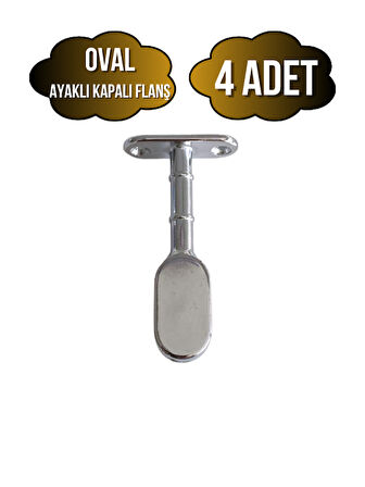 Oval Ayaklı Kapalı Askı Borusu Flanşı Mobilya Oval Boru Flanşı(İÇ ÖLÇÜLERİ EN:15MM BOY:25MM)(4 ADET)