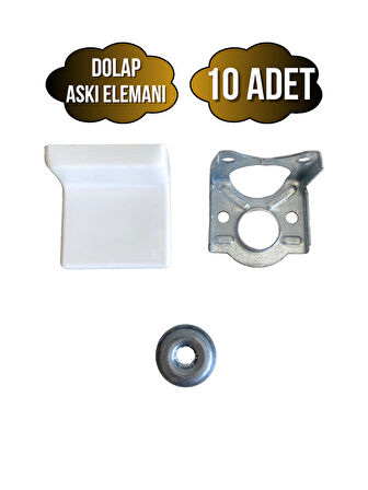 Dolap Askı Elemanı Mobilya Duvar Askı Aparatı(BEYAZ)(10 ADET)